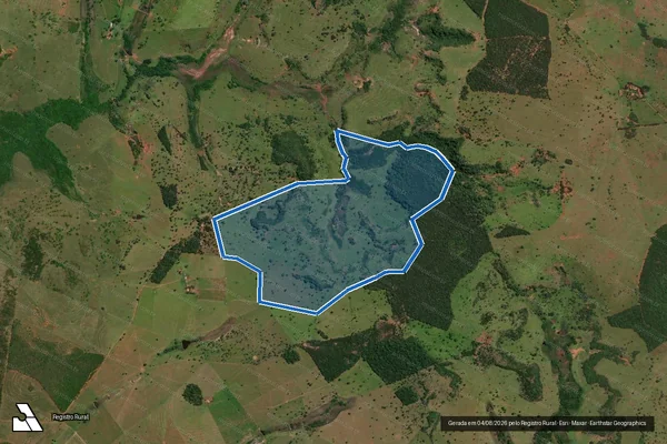 Imagem de satélite de Fazenda Vô Ogenio - Matrícula 7607 em Inocência - MS