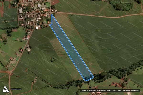 Imagem de satélite de Chácaras nºs 12-A-1 E 13-A-1 - Chácaras nºs 12-A-1 E 13-A-1 DO BAIRRO DE CHÁCARAS MARAJÓ, Bairro Figueira 1ª parte, Gleba Rio Verde-2 em Nova Aurora - PR