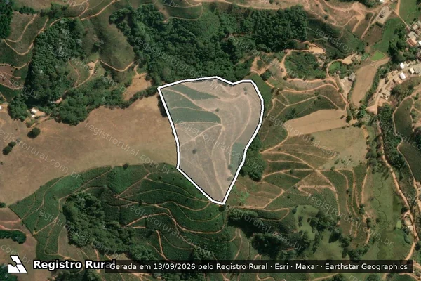 Imagem de satélite de CORREGO SANTA QUITERIA - Parte 1 em Santana do Manhuaçu - MG