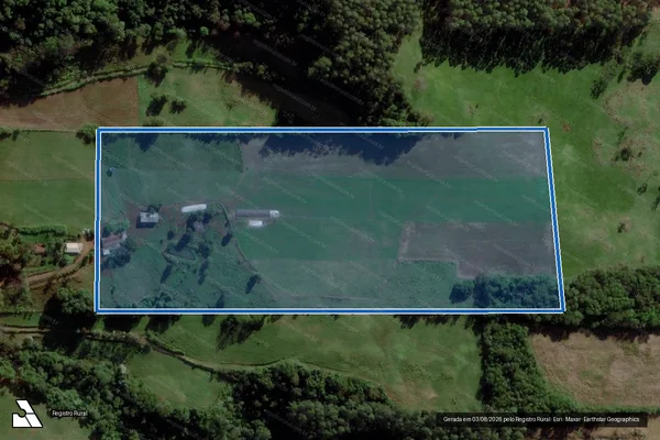 Imagem de satélite de PARTE MAIOR CENTRAL DO LOTE RURAL N° 225 DA SECÇÃO SÃO DOMINGOS - Parcela 1 em Palmitos - SC