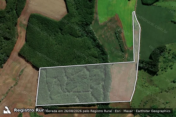 Imagem de satélite de Área de Terreno Rural - Única em Renascença - PR