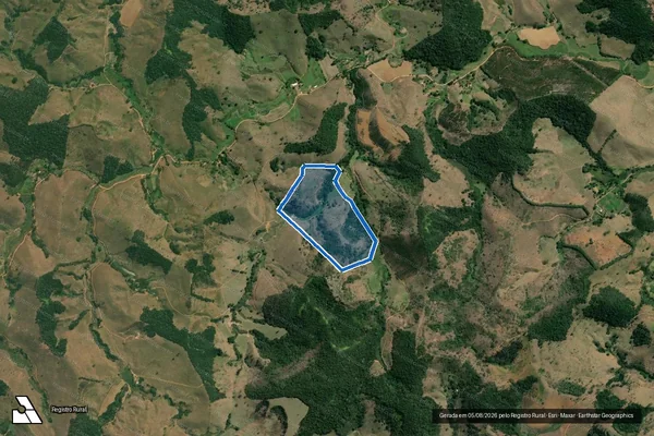 Imagem de satélite de sítio Sossego - Parte 1 em Leopoldina - MG