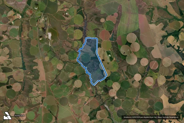 Imagem de satélite de GLEBA DE TERRAS SITUADA NA FAZENDA CAPIM PUBO, NO LUGAR DENOMINADO LARGA GRANDE - GLEBA 01 em Cristalina - GO