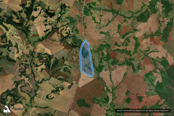 Imagem de satélite de QUINHÃO HUM E TRÊS, FAZENDA SANTA MARIA DA PONTE LAVRADA, DENOMINADA ESTRELA DALVA - 001 em Goiatuba - GO