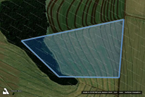 Imagem de satélite de Parte destacada do lote de terras rural n° 08, Gleba n° 05, da Colônia Pindorama - 001 em Cafelândia - PR