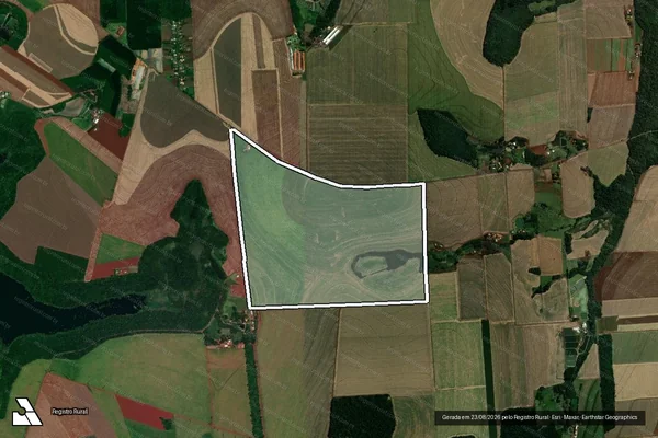 Imagem de satélite de Unificação de Parte do Lote Rural N° 121, da Gleba N° 26, localizada no Imóvel denominado Rio Paraná - Matrícula 10432 em Santa Helena - PR