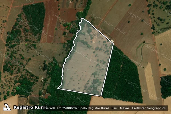Imagem de satélite de FAZENDA ROCINHA, NO LUGAR CHAMADO CÓRREGO JOSÉ RICARTE - 001 em Uberlândia - MG