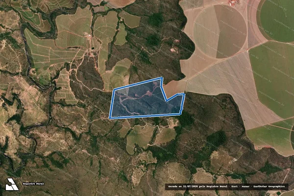 Imagem de satélite de FAZENDA PIRATINGA OU SÃO CRISTÓVÃO, lugar denominado PALMEIRA - Gleba 01 em Formoso - MG