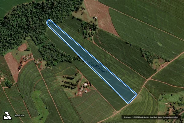 Imagem de satélite de LOTE RURAL Nº 12-A, do Núcleo São Pedro, Colônia Rio Quarto - Parte 1 em São Pedro do Iguaçu - PR