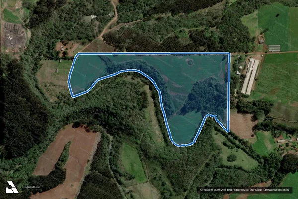 Imagem de satélite de PARTE DO LOTE RURAL Nº´02, localizado na Linha Seis (06), Secção Paiol Grande, municipio de PAULO BENTO-RS - Matrícula 90.581 em Paulo Bento - RS
