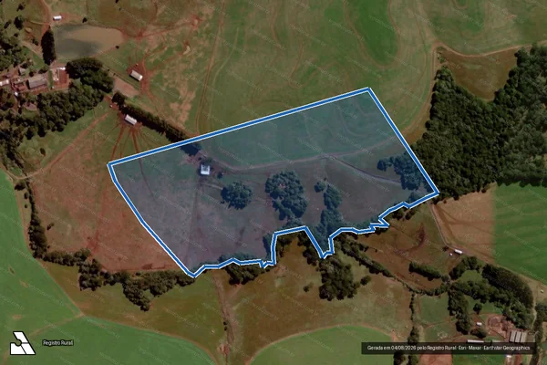 Imagem de satélite de PARTE DO IMÓVEL RURAL DENOMINADO FAZENDA BOM RETIRO - Única em Mangueirinha - PR