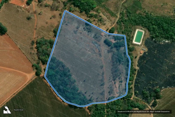 Imagem de satélite de Fazenda Creoulos, lugar denominado "Atalho" - Parcela 1 em Monte Carmelo - MG