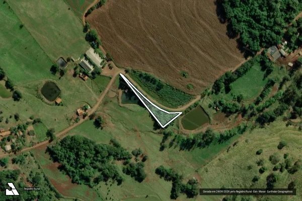 Imagem de satélite de Lote 202-B (Parte SUDOESTE do Lote 202), do 28º Perímetro da Fazenda Britânia  - Lote 202-A (Parte NORDESTE do Lote 202), do 28º Perímetro da Fazenda Britânia em Mercedes - PR