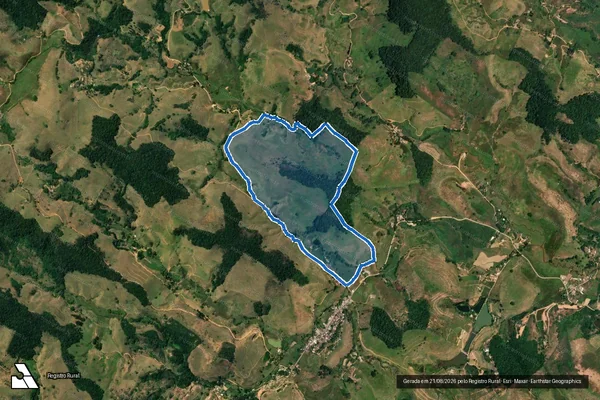 Imagem de satélite de FAZENDA SÃO MATEUS E SERRANOS - PARCELA 01 em Muriaé - MG