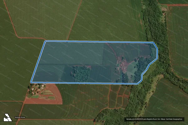 Imagem de satélite de PARTE DA COLÔNIA RURAL N°06 DO 33° PERÍMETRO 1ª PARTE DA FAZENDA BRITÂNIA - Matrícula 7898 em Maripá - PR