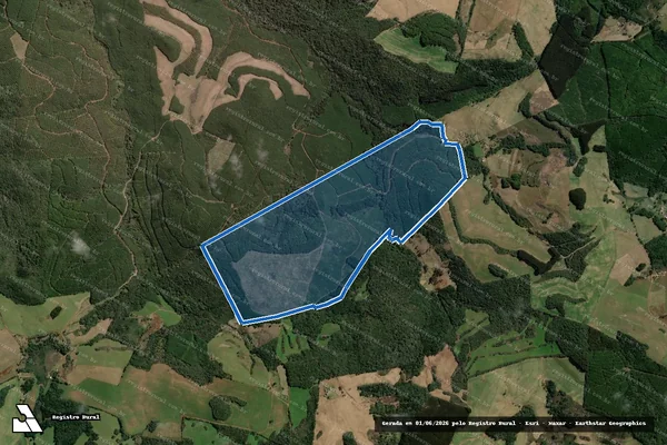 Imagem de satélite de FAZENDA CERRO AZUL - Matrícula 7.959 em Ibiam - SC