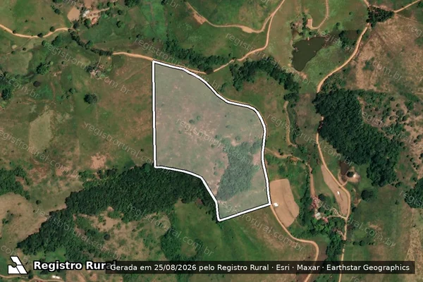 Imagem de satélite de FAZENDA BRAUNINHA, BOM JARDIM, CACHOEIRA DO BRAÚNA E SAO PEDRO - PARCELA 01 em Laranjal - MG