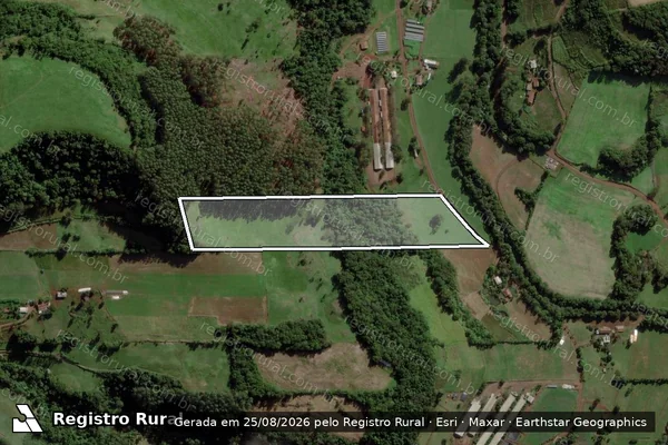 Imagem de satélite de PARTE LESTE DA PARTE SUL DO LOTE RURAL N° 226 - PARCELA 02 em Palmitos - SC