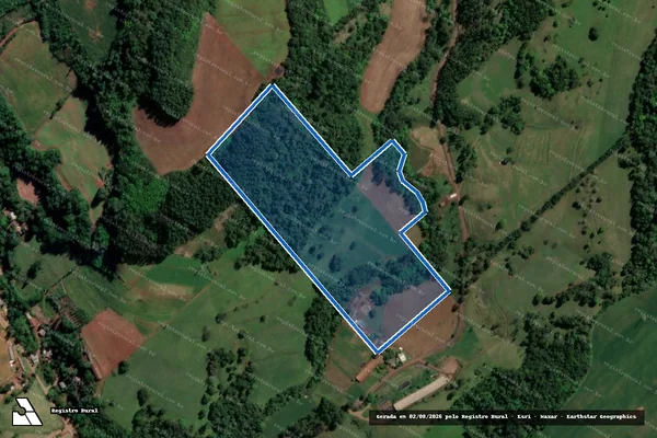 Imagem de satélite de parte dos lotes coloniais n°s 60, 61, e parte dos lotes rurais n°s 206 e 208 - Parte 1 em Águas Frias - SC