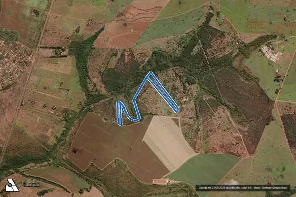 Imagem de satélite de Fazenda Douradinho, lugar denominado "Jataí", Gleba 7 - MARIA em Uberlândia - MG
