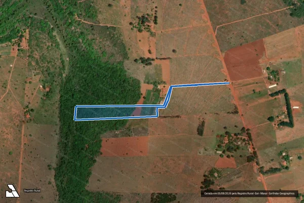 Imagem de satélite de lote 122 na Fazenda Planura, Tangará, Carajás III, Carajás IV e Douradinho, lugar denominado Sítio Girassol - GLEBA 5 em Uberlândia - MG