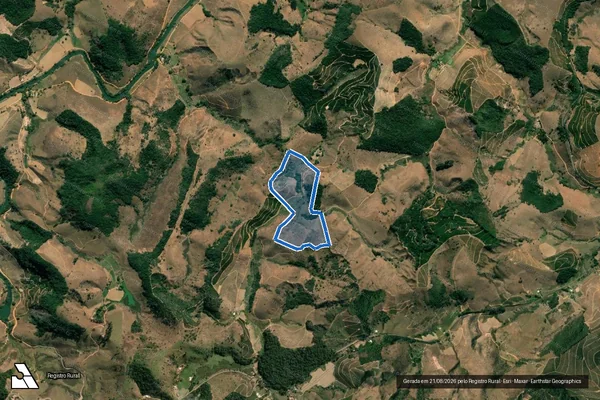 Imagem de satélite de CORREGO LANÇO GRANDE - Parte 1 em Santana do Manhuaçu - MG