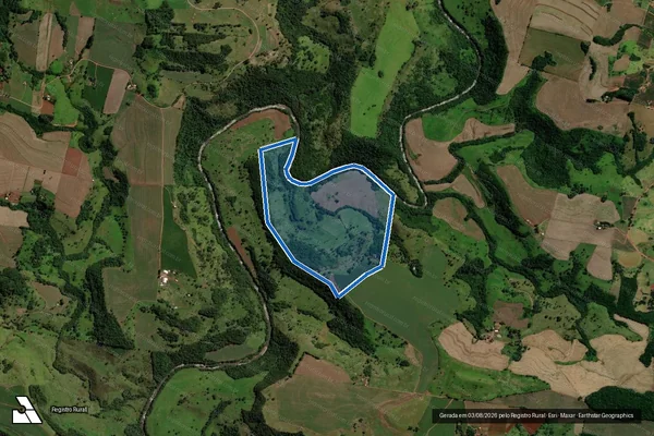 Imagem de satélite de Lote Rural nº 104-A-1-2, gleba nº04, 2ª parte da Colônia Adelaide - Única em Três Barras do Paraná - PR