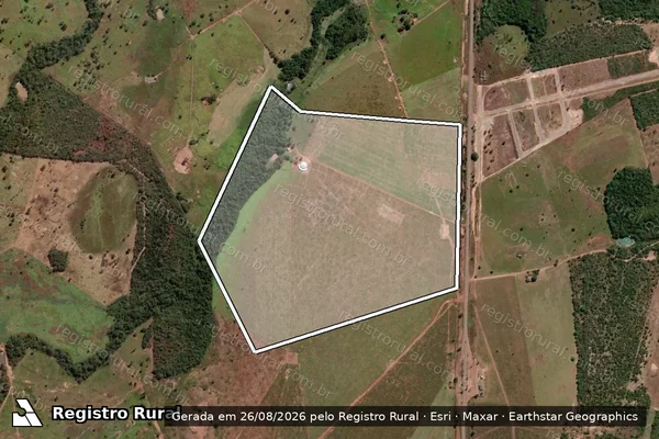 Imagem de satélite de FAZENDA MENEGHETTI XIV, PARTE DO LOTE Nº 24, DO LOTEAMENTO DO ESTADO DENOMINADO GUARÁ  - 001 em Guaraí - TO