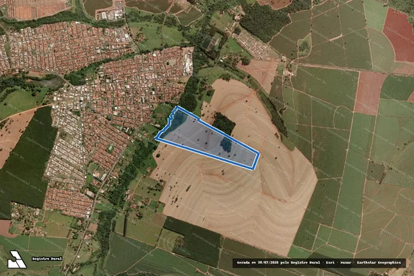 Imagem de satélite de Fazenda Santo Antônio - Matrícula n° 63.306 em Guapiaçu - SP