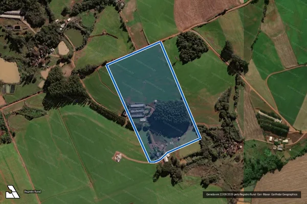 Imagem de satélite de Uma fração de terras de cultura dos lotes coloniais nºs 161 e 163 da 4ª secção Fortaleza - PARCELA 01 em Seberi - RS