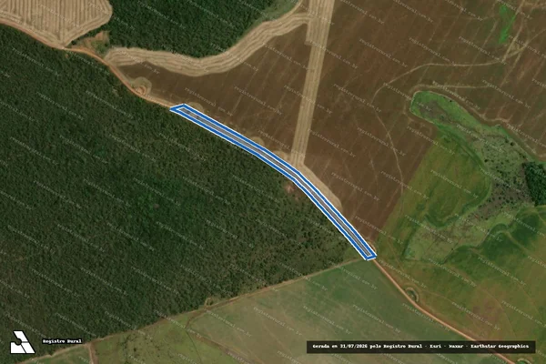 Imagem de satélite de Gleba A, situada na Fazenda Buriti, Toco ou Bananal  - ÁREA 3 (Faixa de domínio da estrada municipal) em Luziânia - GO