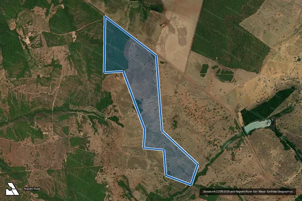 Imagem de satélite de Fazenda Grota Funda Parte do Lote 19 Lotº Ribeirão do Couro em Divinópolis do Tocantins - TO