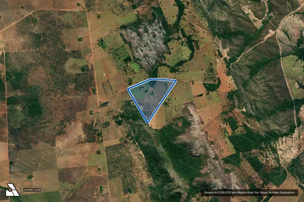 Imagem de satélite de Lote 100 ? Projeto de Assentamento Vale do Bijuí - Lote 100 em Campinaçu - GO