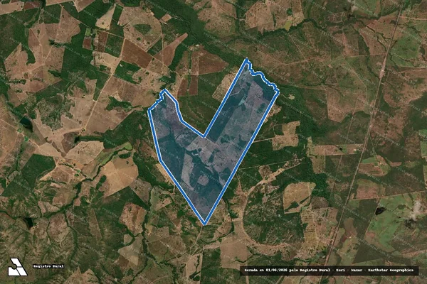 Imagem de satélite de FAZ. RANCHO DO VALE e GRAMPOLA – Lote 27 remanescente, do Lot° Crixás, Gleba 05 em Dueré - TO