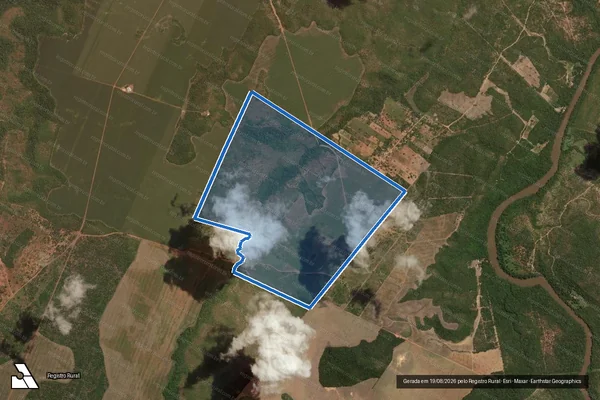 Imagem de satélite de UNIFICAÇÃO DE PARTE B, C DO LOTE 06 E 06-A  DO LOTEAMENTO SÃO SILVESTRE, 3ª ETAPA  (FAZENDAS PAU GROSSO I E II / PARTE 1 E POUSO - Parte 1 em Aparecida do Rio Negro - TO