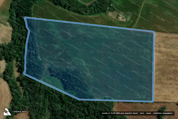 Imagem de satélite de PARTE DE UMA ÁREA DE TERRAS DE CULTURAS E MATOS, BRACATINGA II - Matrícula 6488 em São Lourenço do Oeste - SC