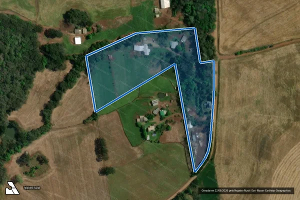 Imagem de satélite de Gleba 04 Divisão e Demarcação Amigavel de uma Parte de terras de Culturas da secção Pessegueiro - 1 em Sananduva - RS