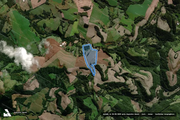 Imagem de satélite de Parte dos Lotes nº 182, nº 183 e nº 184 - Gleba nº 02 - Colônia Guabiroba - PARTE 01 em Coronel Vivida - PR