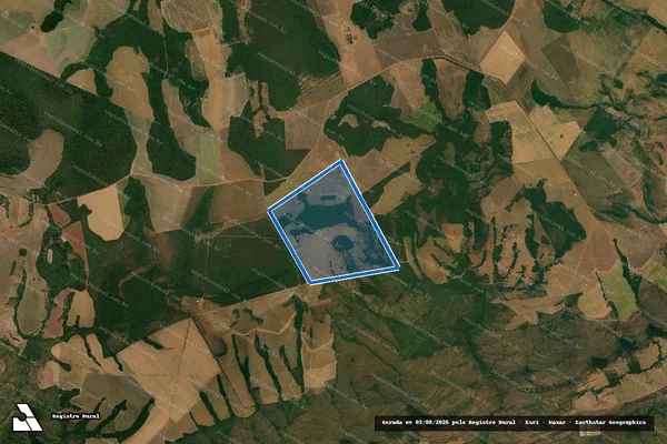 Imagem de satélite de Rancho Santa Cruz e Fazenda Dois Irmaos – Porção da Quinta Parte da Sesmaria Dois irmãos  / MATR. 1.791 em Nortelândia - MT