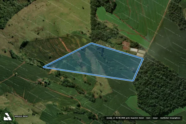 Imagem de satélite de Fazenda Tupã - Matrícula 14890 em Cruzmaltina - PR