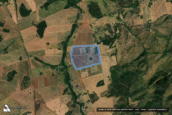 Imagem de satélite de Fazenda Cachoeira, lugar denominado Fazenda Nossa Senhora Aparecida - 001 em Jandaia - GO