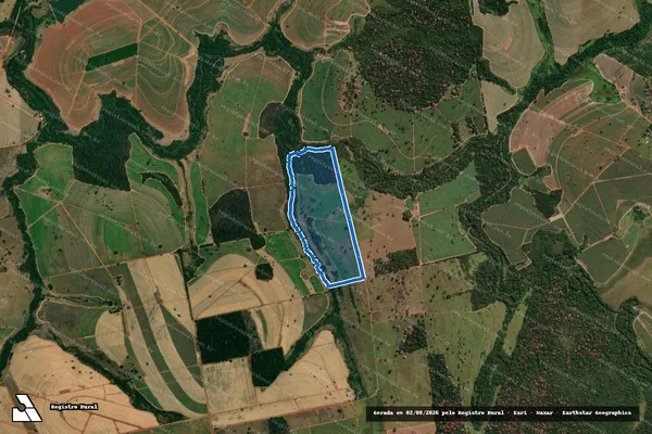 Imagem de satélite de FAZENDA SANTO ANTONIO DO VIRADOURO - Matrícula nº 3.581 em Nhandeara - SP