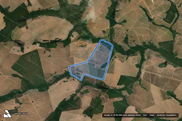 Imagem de satélite de FAZENDA CONQUISTA – Junção de Partes dos Lotes 41, 43, Parte do Lote 43, do Lot° n° 03 Gameleira, Lote 02-B do Lot° Landy em Alvorada - TO