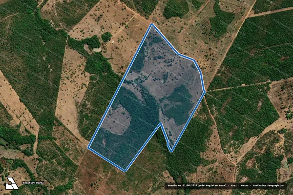 Imagem de satélite de desmembramento do Lote 27 remanescente, do Lot° Crixás, Gleba 05 - Lote 27-G em Dueré - TO