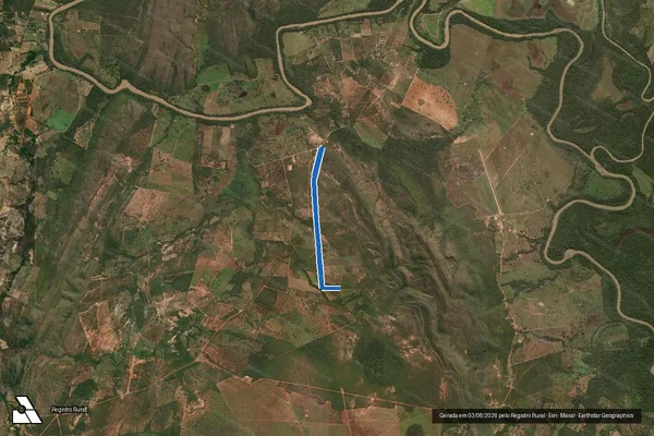 Imagem de satélite de LINHA BASE 01 – P.A. GRANDE BORÁ em Arinos - MG