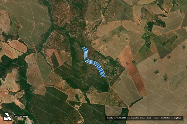 Imagem de satélite de ÁREA DE PRESERVAÇÃO PERMANENTE GROTA/RL - 03 - Projeto de Assentamento Eldorado dos Carajás - ÁREA DE PRESERVAÇÃO PERMANENTE GROTA/RL - 03 - Projeto de Assentamento Eldorado dos Carajás em Caiapônia - GO