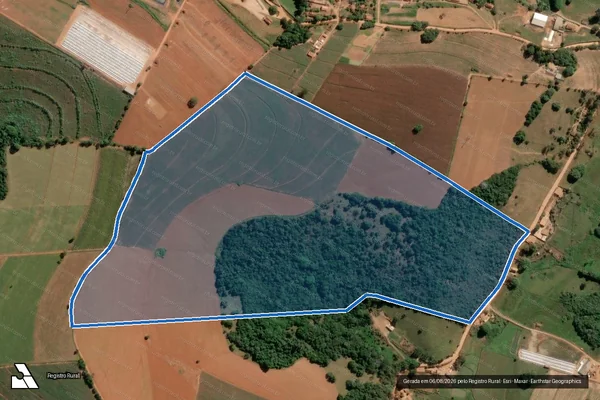 Imagem de satélite de Fazenda Esperança ? Gleba A - Parcela 1 em Cachoeira de Minas - MG