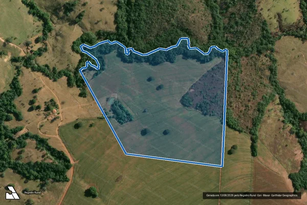 Imagem de satélite de Fazenda dos Cocais, lugar denominado Fortaleza - Parte 1 em Iraí de Minas - MG
