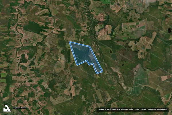 Imagem de satélite de FAZENDA LAGO ESCONDIDO E LAGO VERDE, UNIF. DOS LOTES 27, 28A E 28B em Lagoa da Confusão - TO