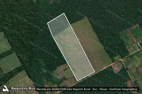 Imagem de satélite de COLONIA SÃO FRANCISCO - LOTE 79 REMANESCENTE - GLEBA 08 - GLEBA JAMICIÃ  - Parte 1 em Lábrea - AM